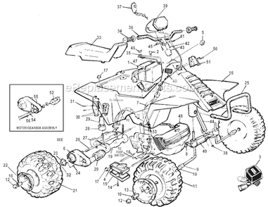 Page A Diagram and Parts List for 78630-9993  Power Wheels Ride-On ATVs